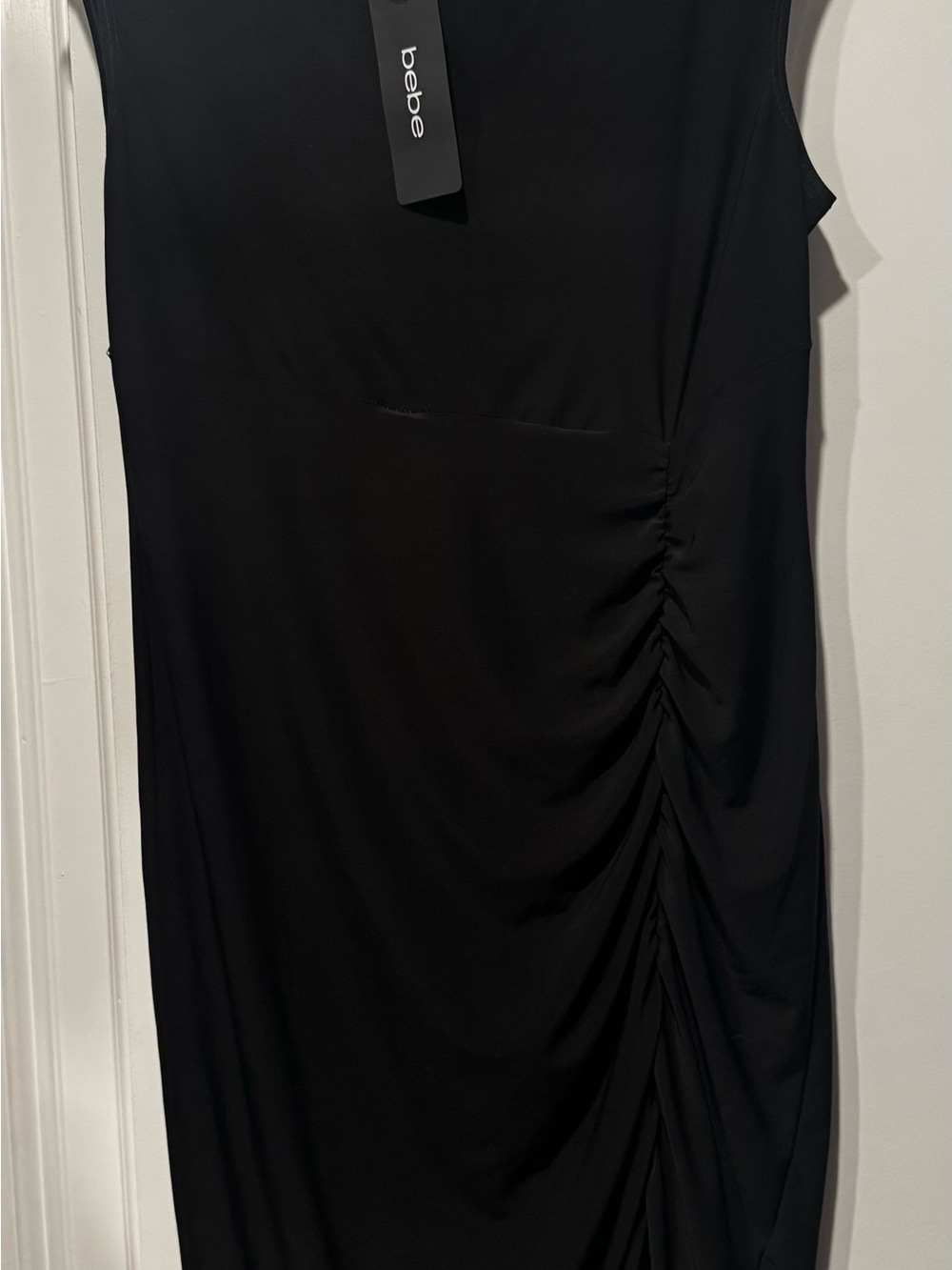 NWT bebe Black Ruched black stretch dress
